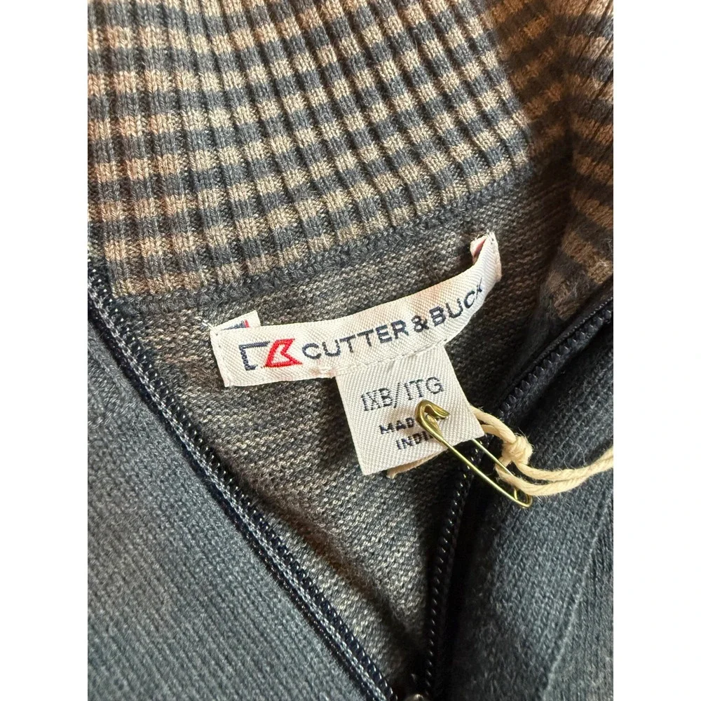 Cutter & Buck Mens 1XB Navy Heather Quarter Zip Sweater Elbow Patch new nwt golf